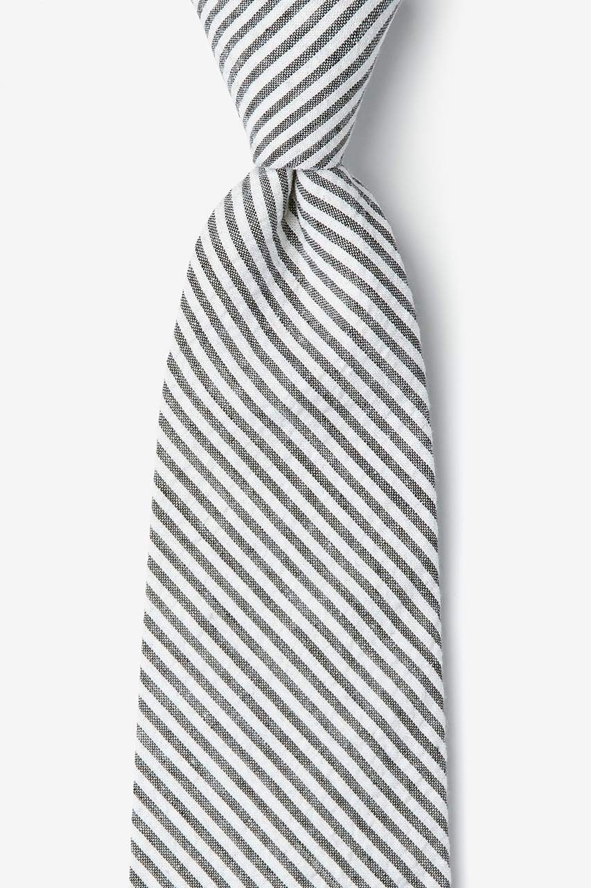 Black Seersucker Stripe Extra Long Tie Photo (0)