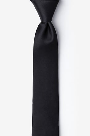 Solid Black & White Skinny Necktie Tie Set Of 2 