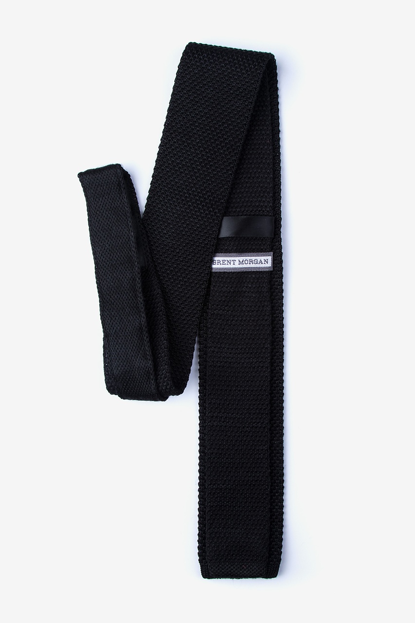 Classic Solid Black Knit Skinny Tie Photo (1)