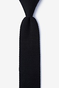 Classic Solid Black Knit Skinny Tie Photo (0)