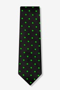 Green Polka Dot Black Extra Long Tie Photo (0)