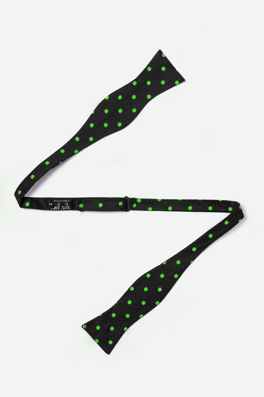 Green Polka Dot Black Self-Tie Bow Tie Photo (1)