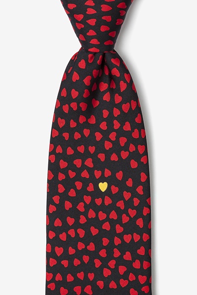 Black Silk Heart of Gold Tie