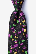 Mardi Gras Masquerade Black Extra Long Tie Photo (0)