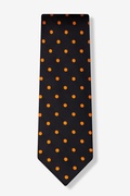 Orange Polka Dot Black Extra Long Tie Photo (0)