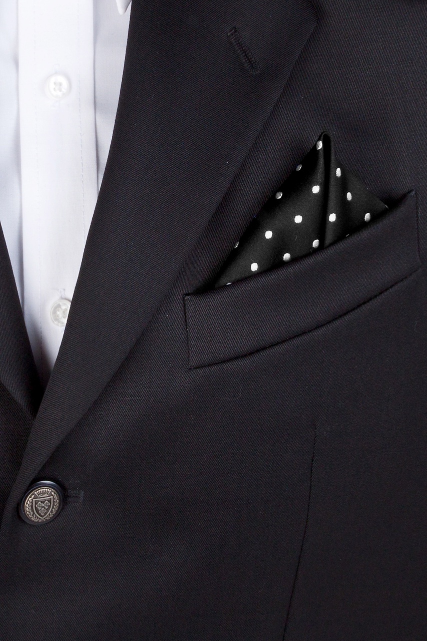 Black with White Dots Pocket Square | Ties.com