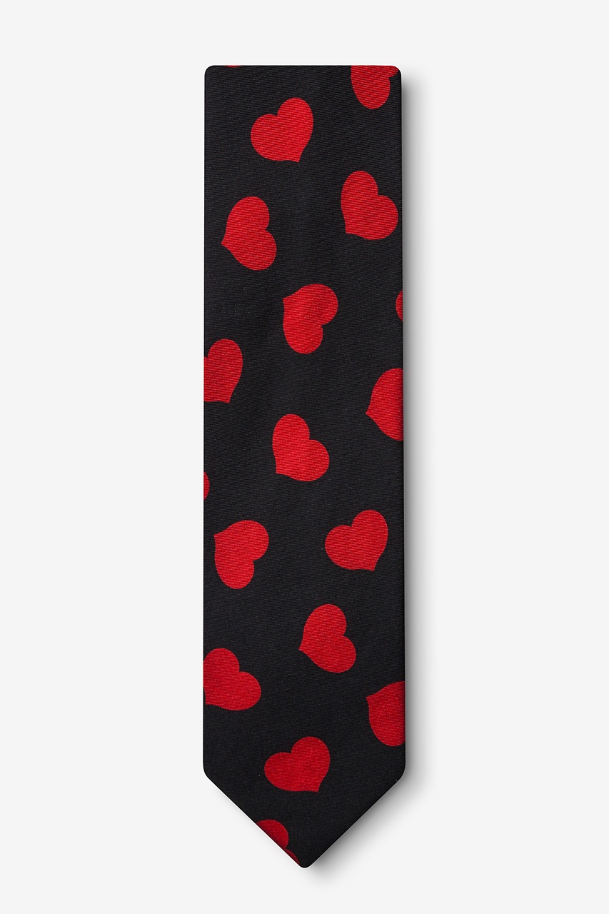 Red Hearts Black Extra Long Tie Photo (1)