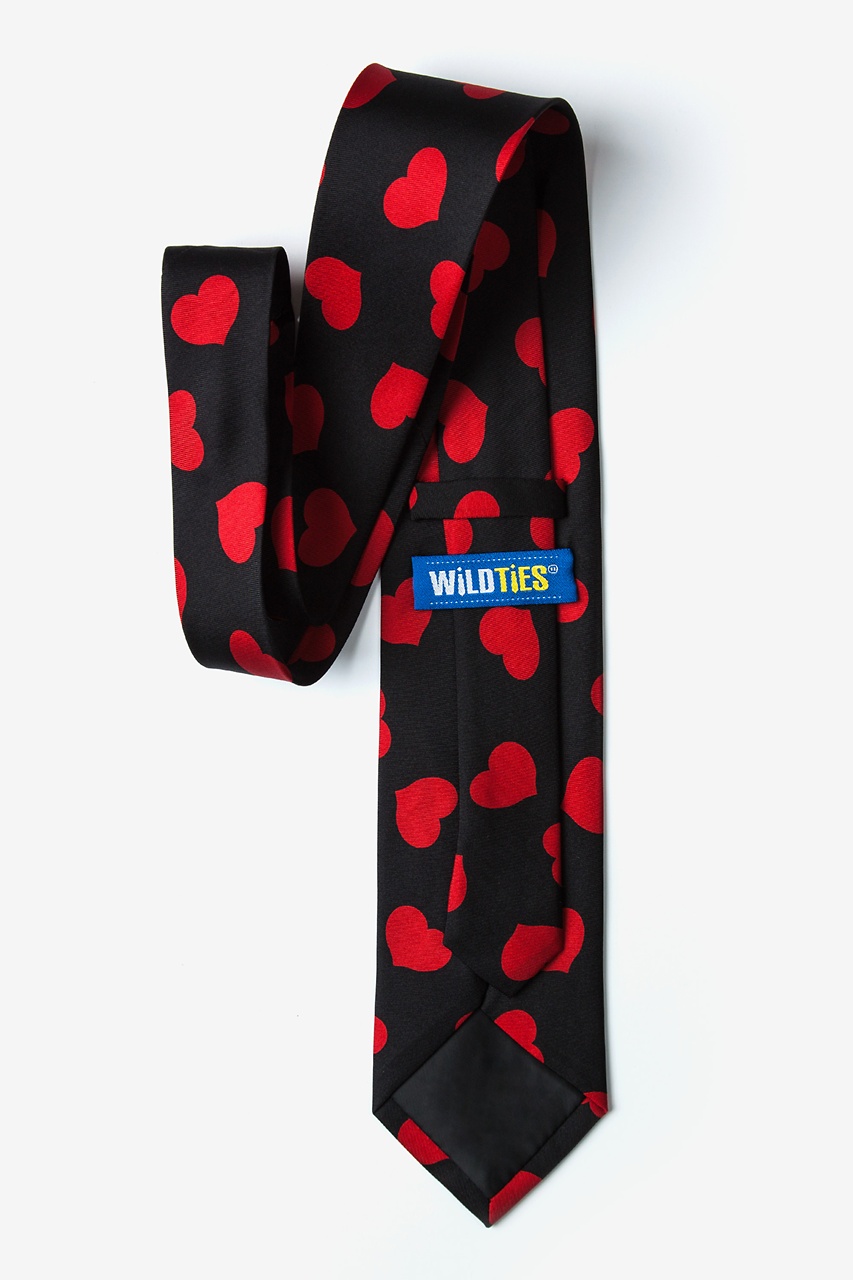 Red Hearts Black Extra Long Tie Photo (2)