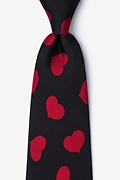 Red Hearts Black Extra Long Tie Photo (0)