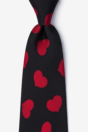 _Red Hearts Black Extra Long Tie_