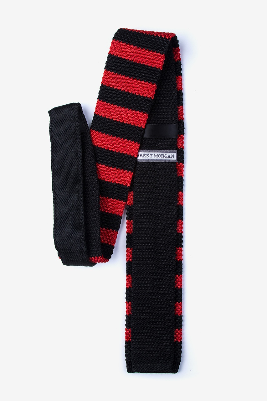 Rugby Stripe Black Knit Skinny Tie Photo (1)