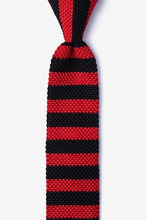 _Rugby Stripe Black Knit Skinny Tie_