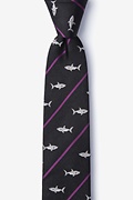 Shark Infested Waters Black Skinny Tie Photo (0)