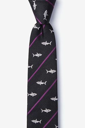 _Shark Infested Waters Black Skinny Tie_