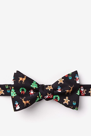 Very Merry Black Self-Tie Bow Tie