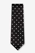 White Polka Dot Black Extra Long Tie Photo (1)