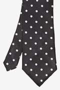 White Polka Dot Black Extra Long Tie Photo (2)