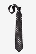 White Polka Dot Black Extra Long Tie Photo (4)