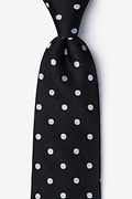 White Polka Dot Black Extra Long Tie Photo (0)