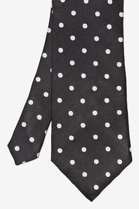 Black Silk White Polka Dot Tie