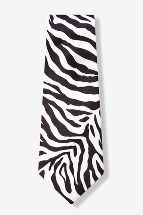 _Zebra Print Black Extra Long Tie_