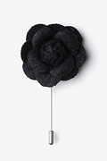 Black Wool Felt Rose Lapel Pin Photo (0)