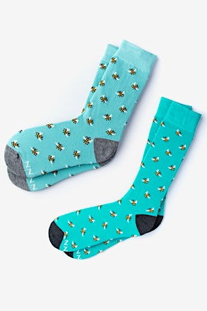 _Bee Blue His & Hers Socks_