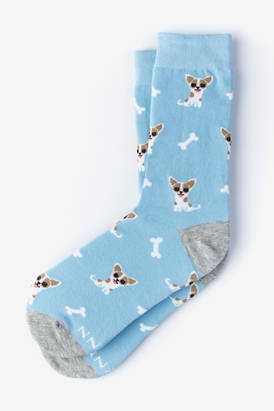 Blue Carded Cotton Bone Appetit Small-Medium Sock