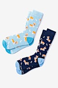 Corgi Gang Blue His & Hers Socks Photo (0)