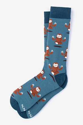 Don't Hurry Be Happy - Sloths Blue Sock