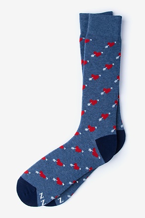 Arrow Heart Blue Sock