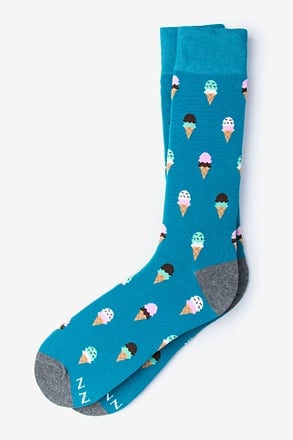 Ice Cream Cone Blue Sock