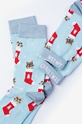 Meowy Christmas Blue Women's Sock Photo (1)