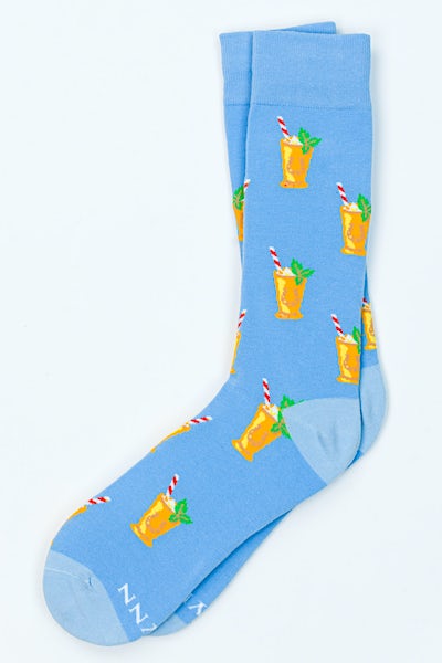 Blue Carded Cotton Mint Julep, Please Sock | Ties.com