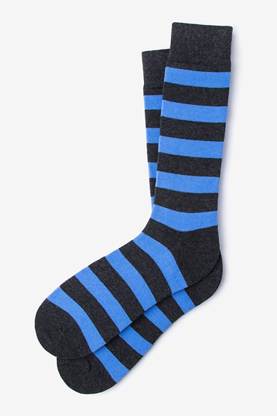 Blue Carded Cotton Rugby Stripe Medium-Large Sock