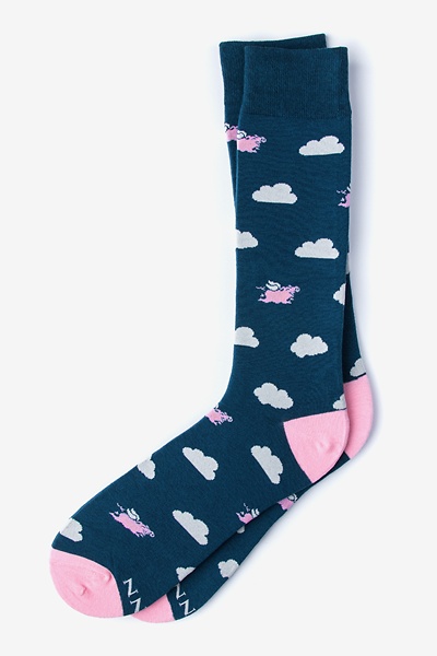 Flying Pig Men's Blue Sock | Animal Socks | Ties.com