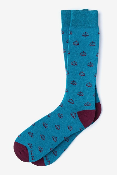 Blue Carded Cotton Tip The Scales Medium-Large Sock