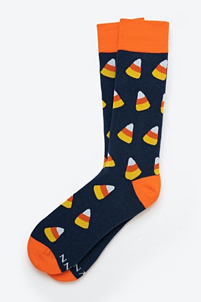 Trick Or Treat Candy Corn Blue Medium-Large Sock
