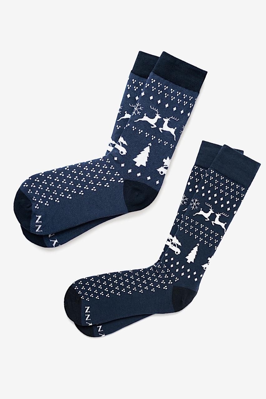 Ugly Sweater Blue His & Hers Socks Photo (0)