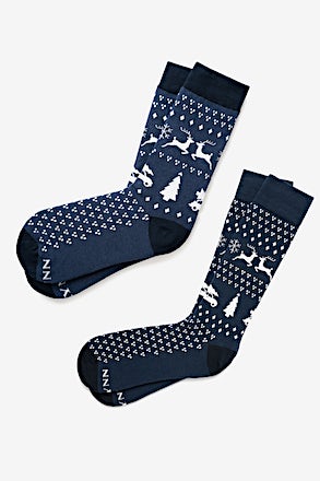 _Ugly Sweater Blue His & Hers Socks_