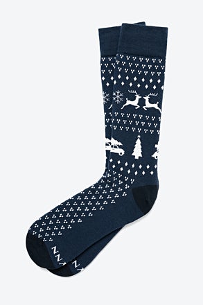 Ugly Sweater Blue Medium-Large Sock