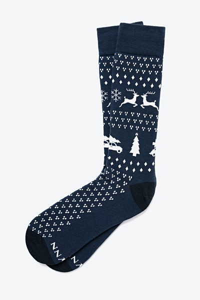 Blue Carded Cotton Ugly Sweater Sock | Ties.com