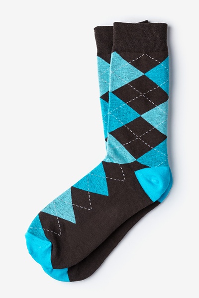 Blue Carded Cotton Westminster Argyle Medium-Large Sock