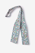 August Floral Blue Batwing Bow Tie Photo (1)