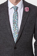 August Floral Blue Skinny Tie Photo (2)