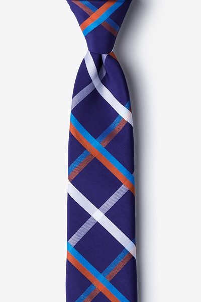 Blue Cotton Bellingham Skinny Tie