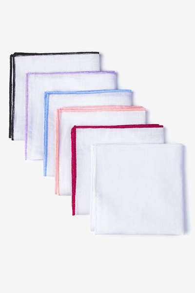 Blue Cotton Mystery Edged Linen Pocket Square Pack
