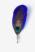 Peacock Feather Blue Lapel Pin Photo (0)