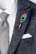Peacock Feather Blue Lapel Pin Photo (1)