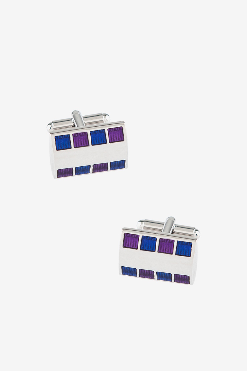 Bejeweled Rounded Plate Blue Cufflinks Photo (0)